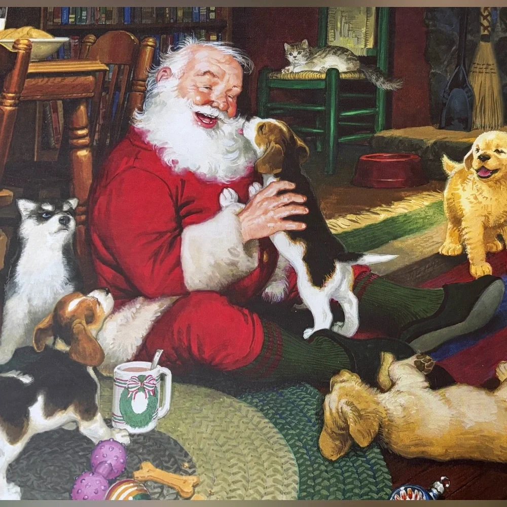Cobble Hill Santa and Puppies Puzzle - Picture 3 of 4